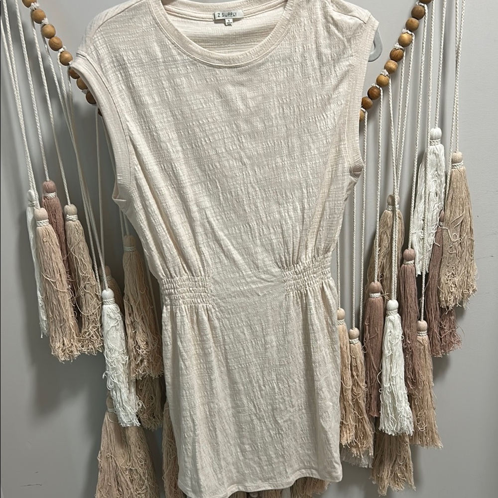 Cloth & Stone Beige Textured Sleeveless Top